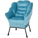 Woonkamer - Accentstoel - Gestoffeerd - Stalen poten - Blauw, Ophalen of Verzenden, Nieuw, Stof, Modern