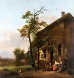 Scuola fiamminga (XVIII) - Veduta di villaggio con, Antiek en Kunst, Kunst | Schilderijen | Klassiek