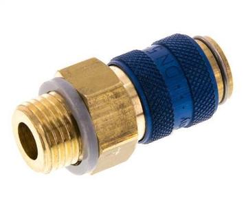 Coupleur pneumatique DN 5 bleu en laiton Douille G 1/4 pouce, Verzenden