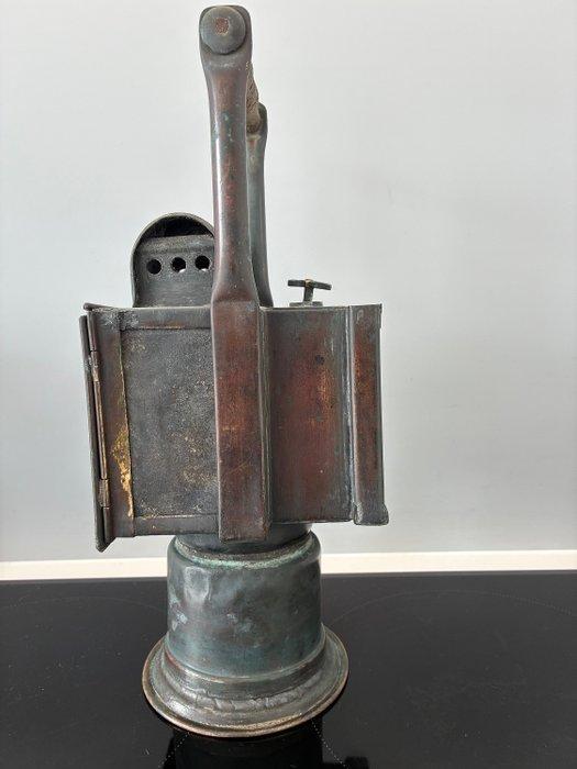 Lantaarn - Koper - Spoorwegcarbuurlamp., Antiquités & Art, Curiosités & Brocante