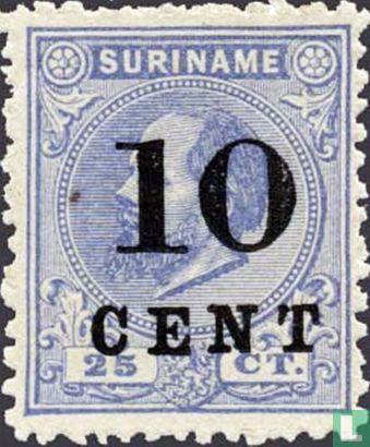 Suriname - Willem III, met opdruk - 1898, Postzegels en Munten, Postzegels | Suriname, Postfris, Verzenden