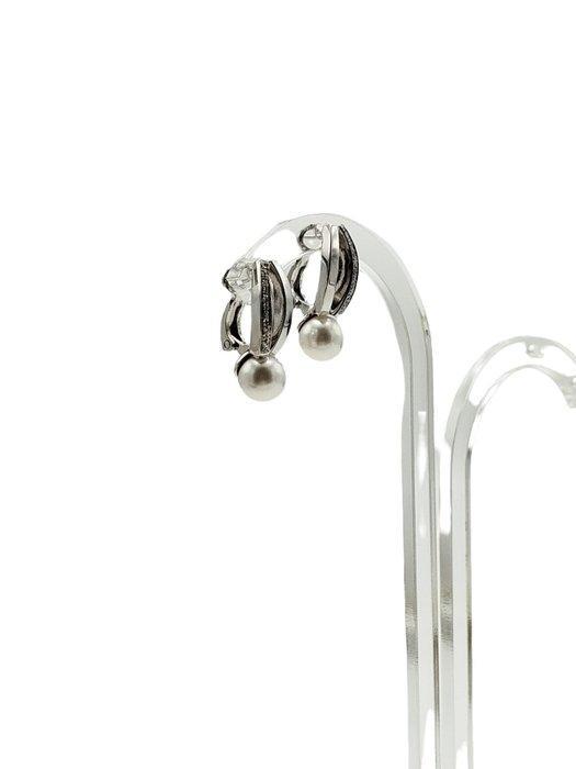 Yukiko - Oorbellen - 18 karaat Witgoud - 0.06ct. tw. Parel -, Bijoux, Sacs & Beauté, Boucles d'oreilles