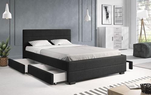 Tweepersoonsbed Loox - Zwart - 140x200 cm, Huis en Inrichting, Slaapkamer | Bedden, Nieuw, 140 cm, Verzenden