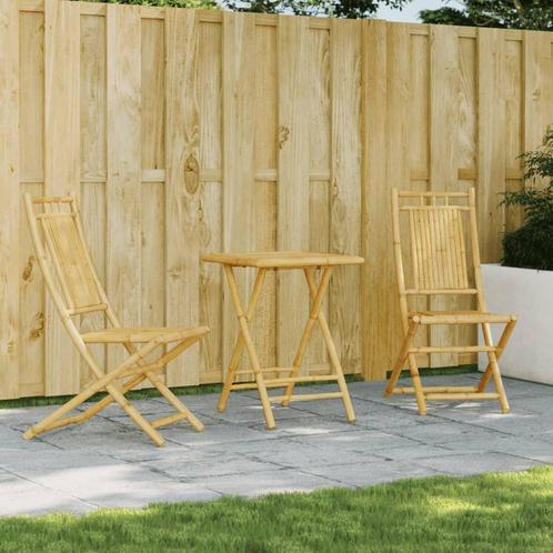 vidaXL 3-delige Bistroset bamboe, Tuin en Terras, Tuinsets en Loungesets, Nieuw, Verzenden