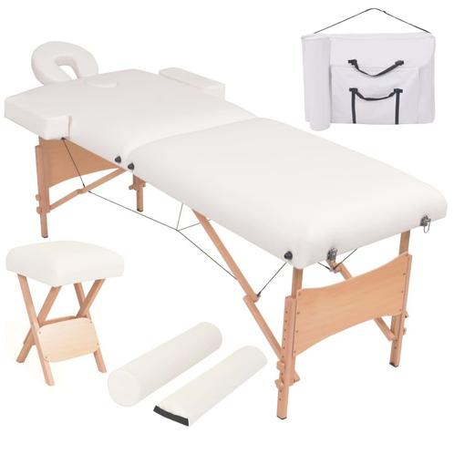 vidaXL Massagetafel- en krukset inklapbaar 2 zones 10 cm dik, Sport en Fitness, Massageproducten, Nieuw, Verzenden