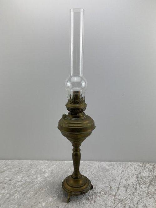 Olielamp - Glas, Koper - Grote Antieke Olielamp, Antiek en Kunst, Curiosa en Brocante