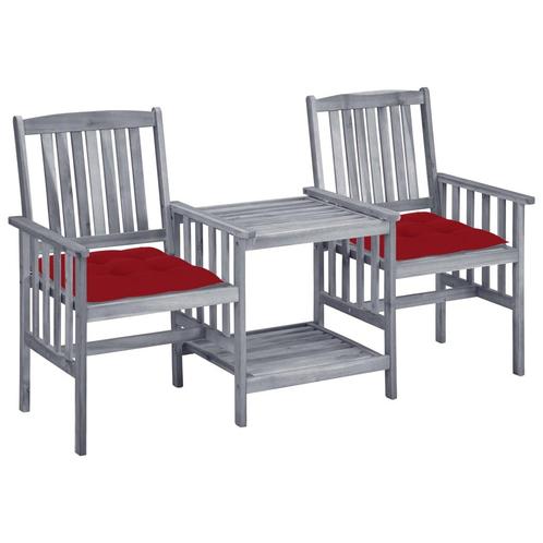 vidaXL Tuinstoelen met tafeltje en kussens massief, Tuin en Terras, Tuinsets en Loungesets, Nieuw, Verzenden