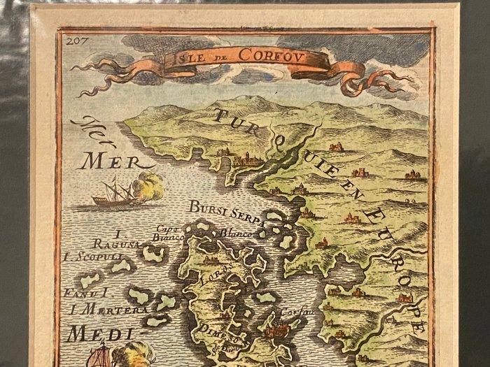 Griekenland - Corfu; Hand Colored engraving - Ionian Island, Boeken, Atlassen en Landkaarten