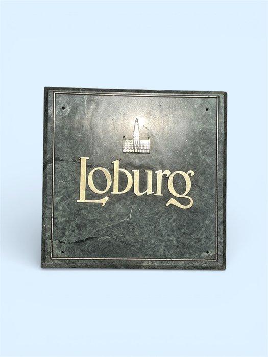 Gedenkplaat van steen Loburg - Reclamebord - Groene marmer, Antiek en Kunst, Antiek | Wandborden en Tegels