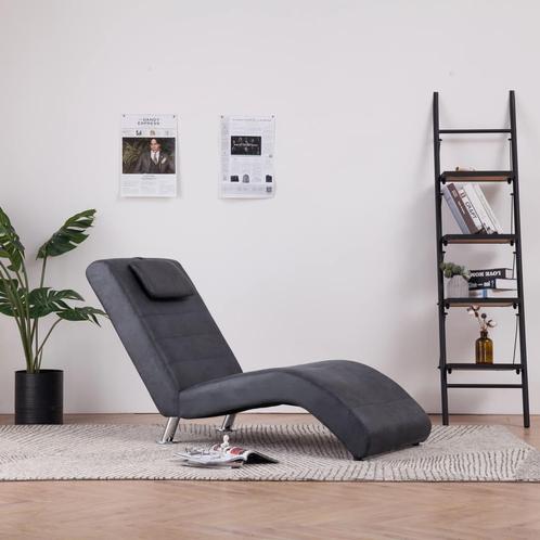 vidaXL Chaise longue met kussen kunstsuède grijs, Huis en Inrichting, Zetels | Zetels en Chaises Longues, Nieuw, Verzenden