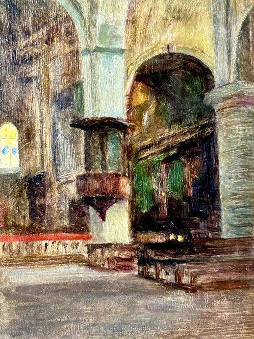 Ercole Soffredi (1892-1986) - Interno della chiesa del, Antiquités & Art, Art | Peinture | Classique