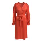 Milano Italy • oranje satijnen midi jurk • 36, Verzenden