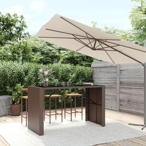 vidaXL Bartafel met glazen blad 185x80x110 cm poly rattan, Tuin en Terras, Tuintafels, Nieuw, Verzenden