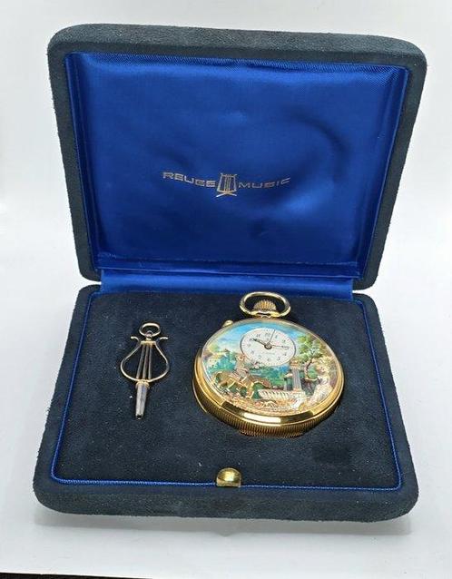 REUGE - vergoldete Taschenuhr - Wecker - Automaten -, Handtassen en Accessoires, Horloges | Heren