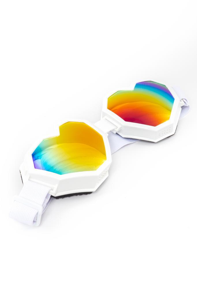 Goggles Hartjes Skibril Bril Wit Montuur Regenboog Spiegelgl, Kleding | Heren, Carnavalskleding en Feestkleding, Nieuw, Ophalen of Verzenden