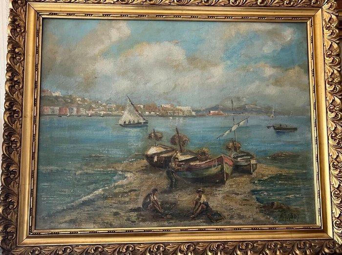 Scuola napoletana (XX) - Marina, Antiek en Kunst, Kunst | Schilderijen | Klassiek