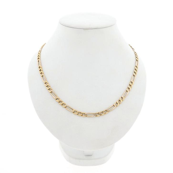 Gouden Figaro schakelketting, Handtassen en Accessoires, Kettingen, Overige kleuren, Gebruikt, Goud, Ophalen of Verzenden