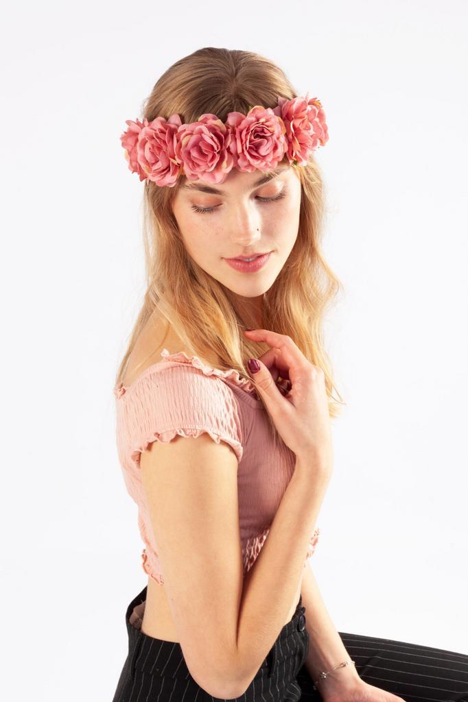 Rozenkrans Rozen Oudroze Bloemenkrans Haar Roosjes Bloemen H, Kleding | Dames, Carnavalskleding en Feestkleding, Nieuw, Ophalen of Verzenden