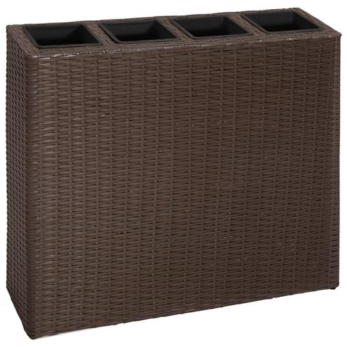 vidaXL Plantenbak verhoogd met 4 potten poly rattan bruin, Tuin en Terras, Bloempotten, Nieuw, Verzenden