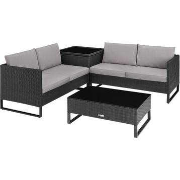 tectake Wicker loungeset Ostuni - zwart, Verzenden