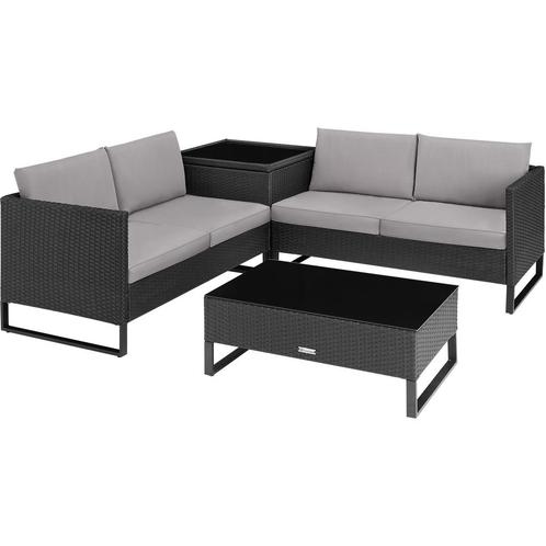 tectake Wicker loungeset Ostuni - zwart, Tuin en Terras, Tuinsets en Loungesets, Verzenden