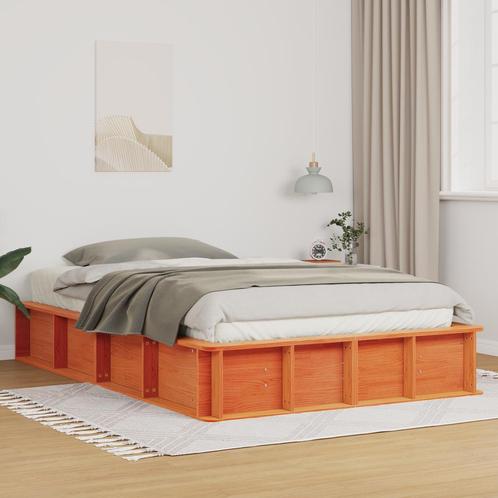 vidaXL Bedframe met opslag Wasbruin 140 x 190 cm Massief, Huis en Inrichting, Slaapkamer | Bedden, Nieuw, Verzenden