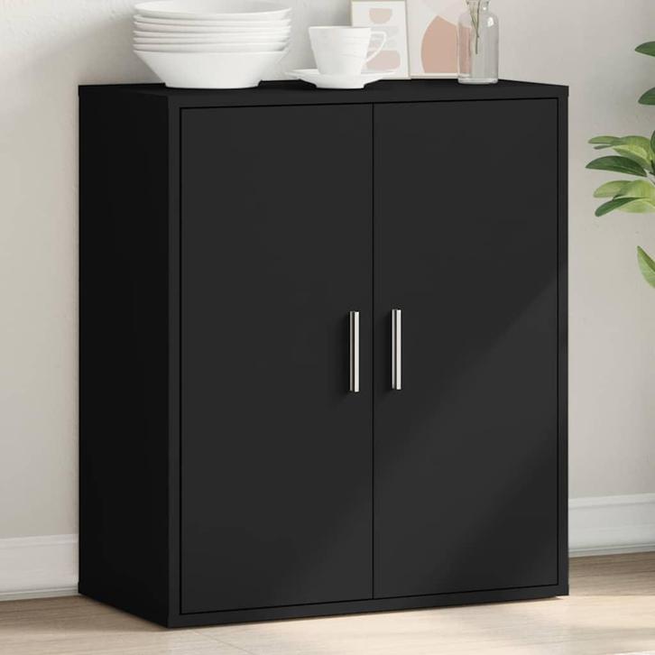 vidaXL Dressoir 79x38x80 cm bewerkt hout zwart, Huis en Inrichting, Kasten | Dressoirs, Nieuw, Verzenden