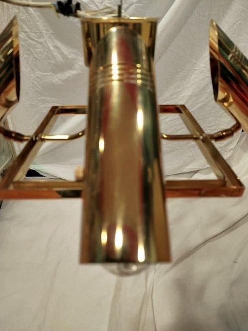 Lustre - ère spatiale - Laiton laqué - Lampadaire années 70, Antiek en Kunst, Antiek | Verlichting