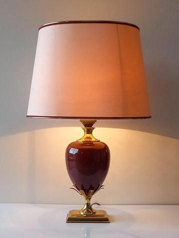Le Dauphin - Lamp - Ancay - Messing, Glazuurde keramiek