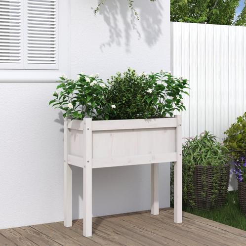 vidaXL Jardinières avec pieds blanc 70x31x70 cm bois de, Jardin & Terrasse, Pots de fleurs, Neuf, Envoi