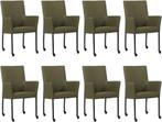 Set van 8 Olijfgroene leren moderne eetkamerstoelen - Toledo, Nieuw, Vijf, Zes of meer stoelen, Modern, Leer