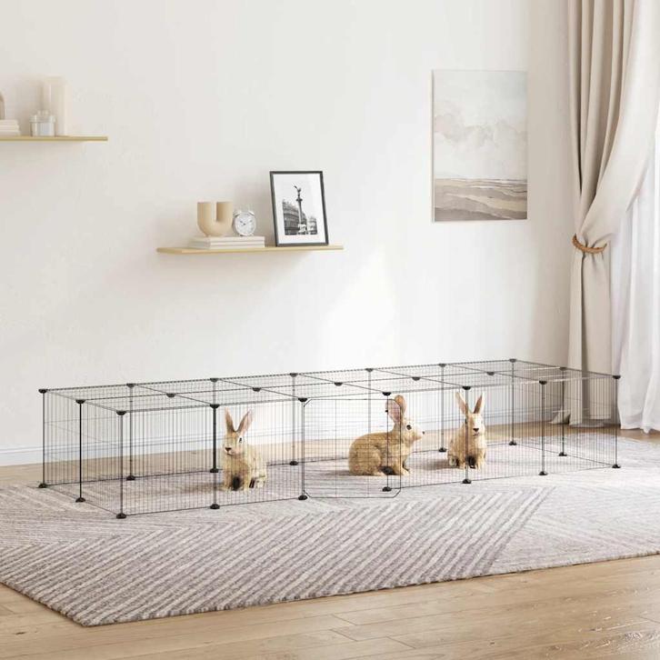 vidaXL Huisdierenkooi met deur 28 panelen 35x35 cm staal, Animaux & Accessoires, Rongeurs & Lapins | Cages & Clapiers, Envoi