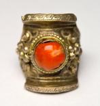 anneau de selle - Argent 800 - Éthnique, Corail - Tibet -