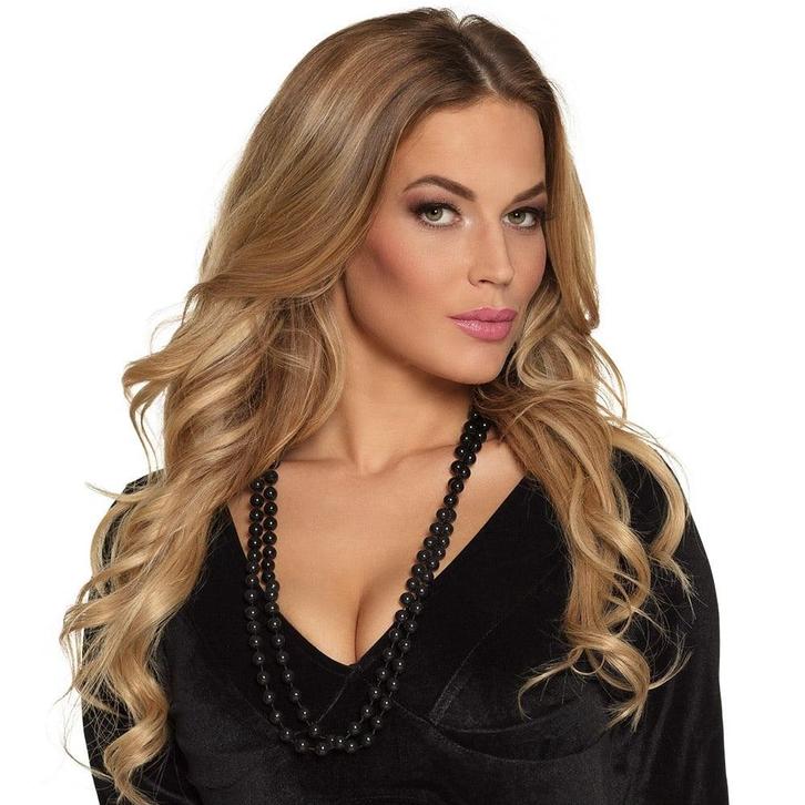 Kettingen Parels Zwart 2st, Hobby en Vrije tijd, Feestartikelen, Nieuw, Verzenden