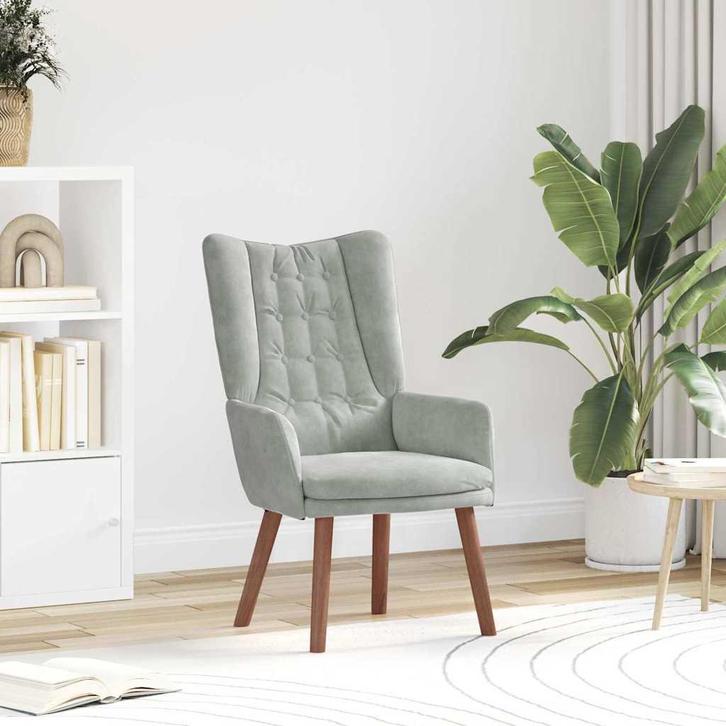 vidaXL Ontspanningsstoel Lichtgrijs 63 x 67 x 94 cm Fluweel, Huis en Inrichting, Fauteuils, Nieuw, Verzenden