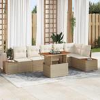 vidaXL Tuinbank Set met opslag 7 pcs Beige Poly rattan, Verzenden, Nieuw