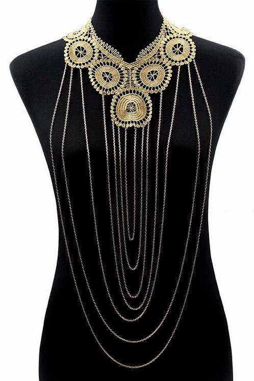 Body Chain Goud Kant Cleopatra Lichaamsketting Victoriaans S, Bijoux, Sacs & Beauté, Colliers, Enlèvement ou Envoi