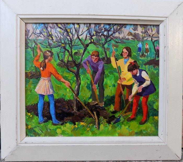 Pokataeva Natalia Alekseevna (1947) - Lezione di lavoro, Antiek en Kunst, Kunst | Schilderijen | Klassiek