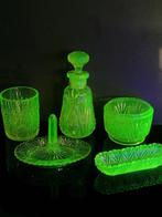 Art Deco Toiletset (5) - Scailmont - Glas - Uraniumglas, Antiek en Kunst