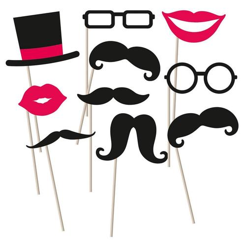 Photobooth Moustache Set 10 delig, Hobby & Loisirs créatifs, Articles de fête, Envoi