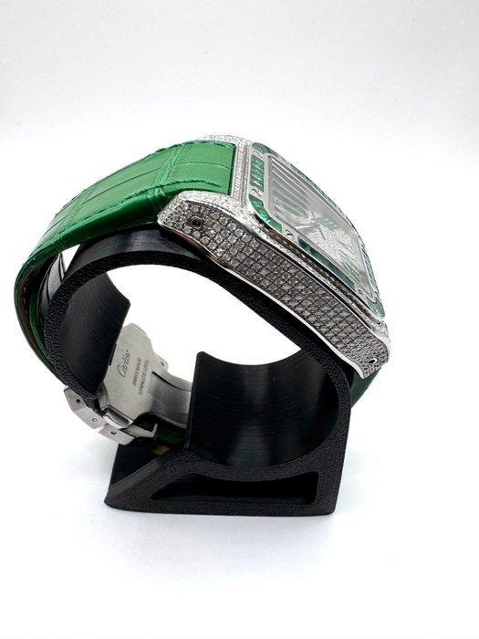 Cartier - SANTOS 100 XL Custom Diamonds-Emeralds - Zonder, Handtassen en Accessoires, Horloges | Heren