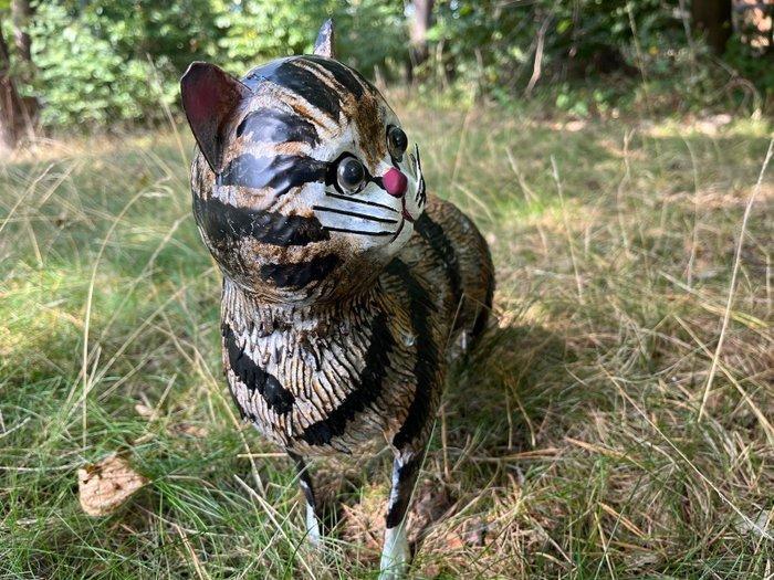 Sculptuuur voor buiten, Cat - Iron Art - Handpainted - 30 cm, Antiek en Kunst, Curiosa en Brocante