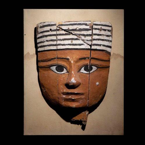 Égypte ancienne Bois Immense masque de sarcophage. Période, Verzamelen, Mineralen en Fossielen