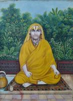 Ancien portrait peint à la main dun jeune ascète vaishnava