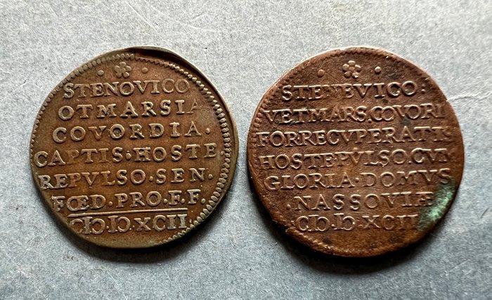 Spaans Nederland. 1592 – 2 Jeton / Rekenpenningen Spaans, Postzegels en Munten, Munten | Nederland