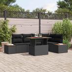 vidaXL 6-delige tuin eettafel set met kussens in zwart poly, Verzenden, Nieuw