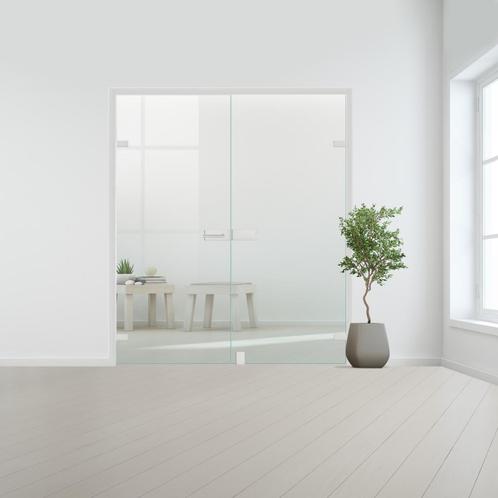 Glazen dubbele binnendeur voor stomp kozijn aluminium beslag, Bricolage & Construction, Fenêtres & Moustiquaires, Envoi