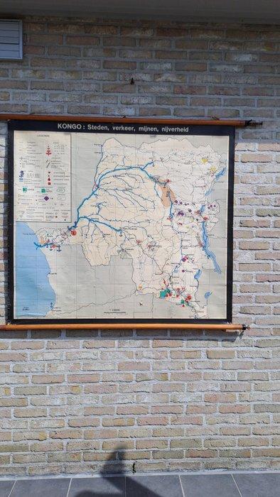 Ivac - KONGO - Schoolkaart - Hout, Papier, Boeken, Atlassen en Landkaarten