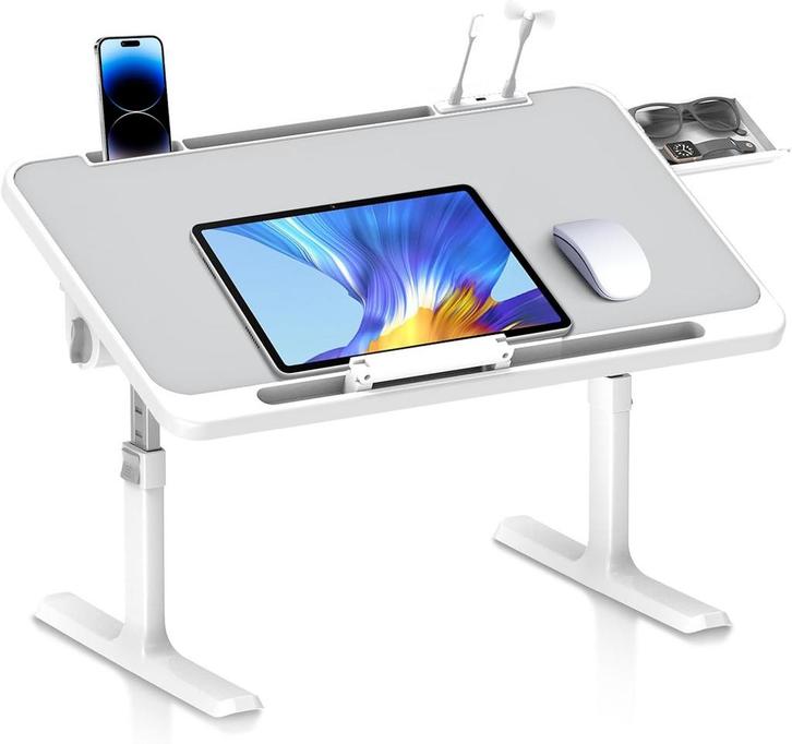 Laptoptafel - Bijzettafel - Verstelbaar - 60x40 cm - Grijs, Maison & Meubles, Tables | Dessertes, Envoi