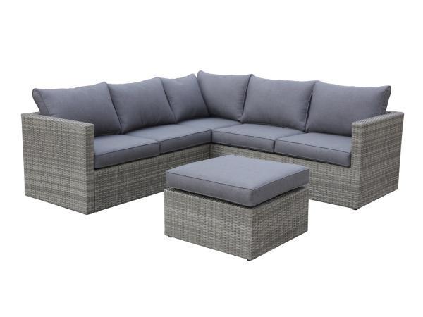 Veiling - Loungeset 3-delig - Lichtbruin wicker + grijze kus, Tuin en Terras, Tuinsets en Loungesets, Nieuw